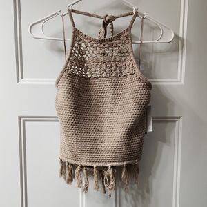 NWT BP Crochet Fringe Halter Top - S